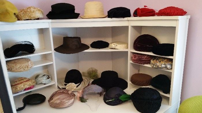 Vintage and contemporary women's hats - some from 50s era Detroit milliner
