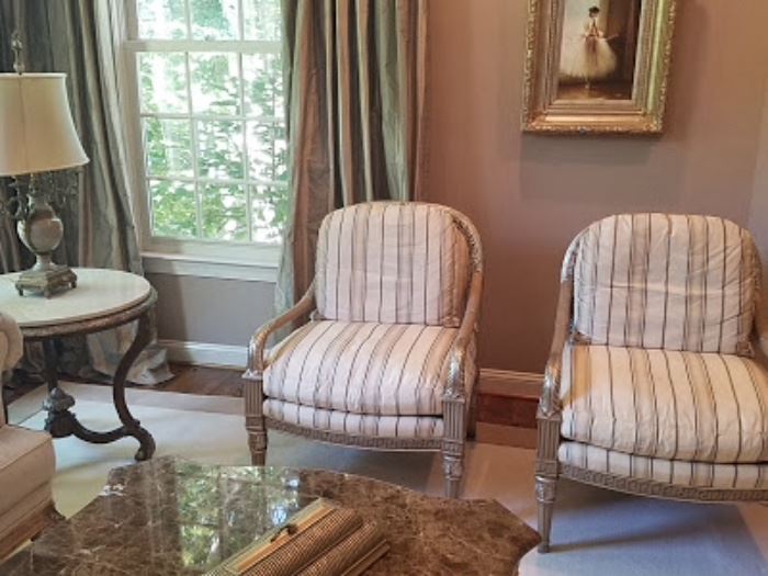 Pair of chairs. Palazzo. Silver, Beacon Hill stripe. 