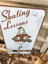 VINTAGE SIGN - SKATING LESSONS HERE