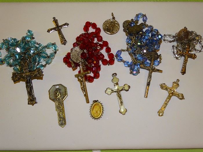Rosary, religious medal collection