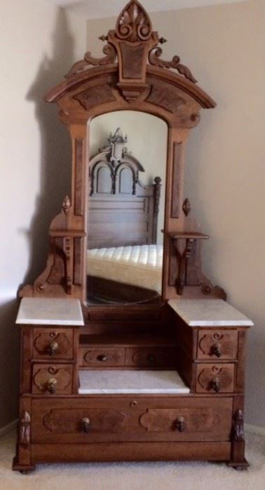Antique Victorian Vanity w/ Mirror