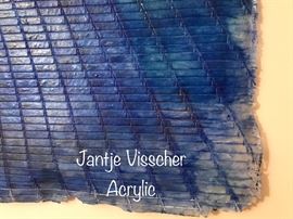 Original work of art by Jantje Visscher entitled; "Pyramid and Orbits" Acrylic 48x48. March 1990