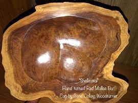 Hand Turned Red Mallee Burl Cap by Gene Colley, Woodturner entitled "Shellestial"