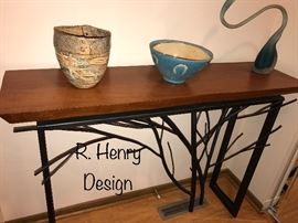 Stunning console/sofa table by Randall Henry Riemer, Metal Artist. (R. Henry Design)