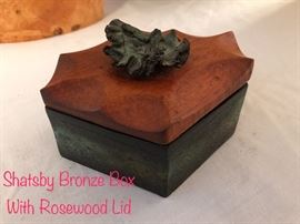 Shatsby Bronze Box with Rosewood Lid  by modernist Chris and Pat Shatsby 