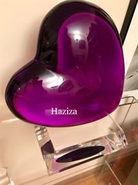 Haziza Lucite Heart sculpture 