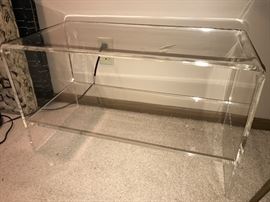 Lucite bench (comes with two upholstered cushions)