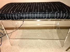 Lucite bench (comes with two upholstered cushions)