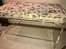 Lucite bench (comes with two upholstered cushions)