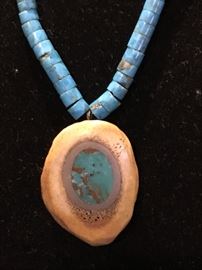 Turquoise and Bone Necklace (the clasp at the top of this necklace needs a new toggle)
