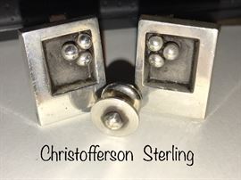 Christofferson Sterling cuff links and tie pin set