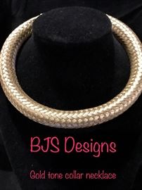 BJS Designs gold tone collar necklace 