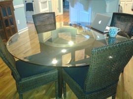 Dining Table from Crate and Barrel. 6 chairs, Table 60"