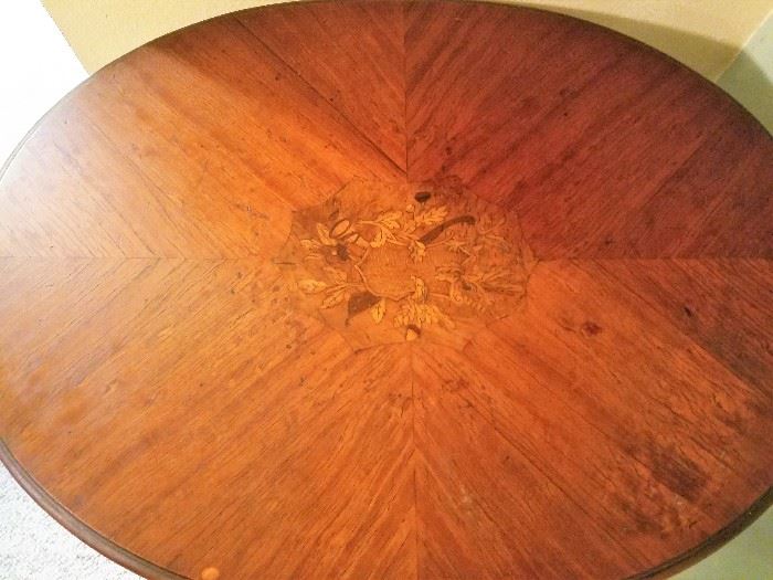 Antique Inlaid French Oval Parlor Table (top)