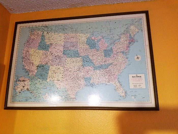 Framed Rand McNally United States Map