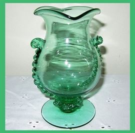Beautiful Hand Blown Green Vase 