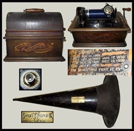 Edison Standard Phonograph, Late 1800s with Very Large Horn from the Siegel Cooper Department Store 