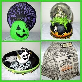 Skull Music Box Snow Globe, Brand New with Tags Halloween Kitchen Towels and More 