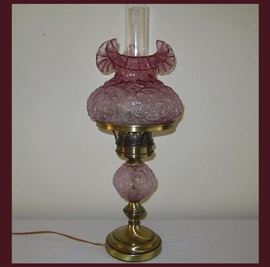 Lovely Cranberry Glass Lamp 