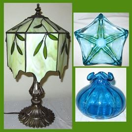 Pretty Little Stained Glass Lamp and Very Attractive Glass Pieces 