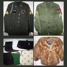Army Uniforms, Vintage Handbags and Vintage Fur  