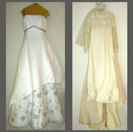 2 Gorgeous Wedding Dresses, One is Vintage with a Large Train, Both have been well preserved and are in excellent condition 