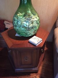 Side table with mid-century glass