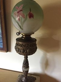 brass and glass table lamp - vintage - 1920's circa