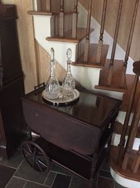Bar Cart with Crystal decanters