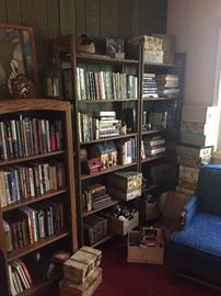 Extensive collection of books and christian religious items 