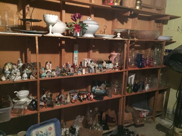 Extensive collection of vases, figurines, candled holders, milk glass, serving pieces and household essentials!