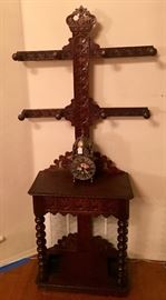 Antique Halltree, hand painted German clock 