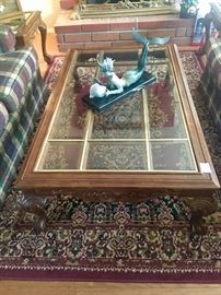 Chippendale style coffee table with pair of matching end tables 