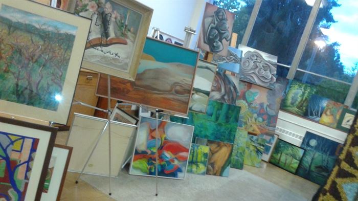 art work done by the nuns themselves and past students,  art easels 