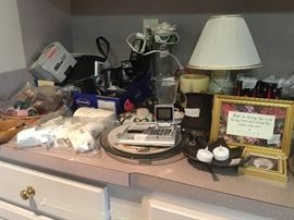 Office area built in cabinet - items on top