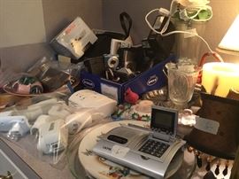 Office area built in cabinet - items on top