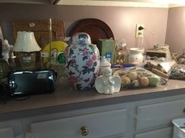 Office area built in cabinet - items on top