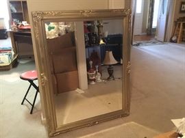 Large silver framed mirror