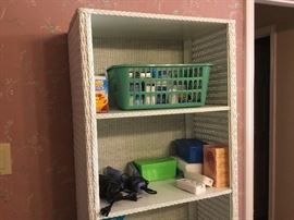 Master Bathroom wicker stand up cabinet