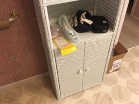 Master Bathroom wicker stand up cabinet - bottom portion