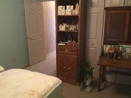 Shelf unit matches headboard/footboard and desk