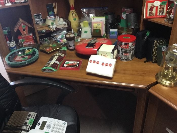 Coke items on desk