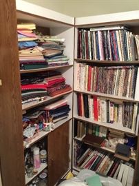 sewing books, fabrics