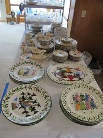 Vintage Franciscan "Desert Rose" dishes and "12 Days of Christmas" Dishes handmade/painted in Austin 