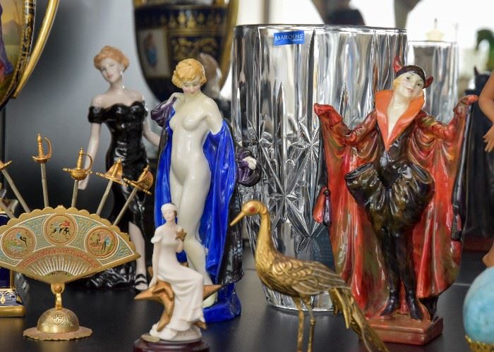 Lady Figurines, Brass Peacock Figurine, Brass Cocktail Picks Set