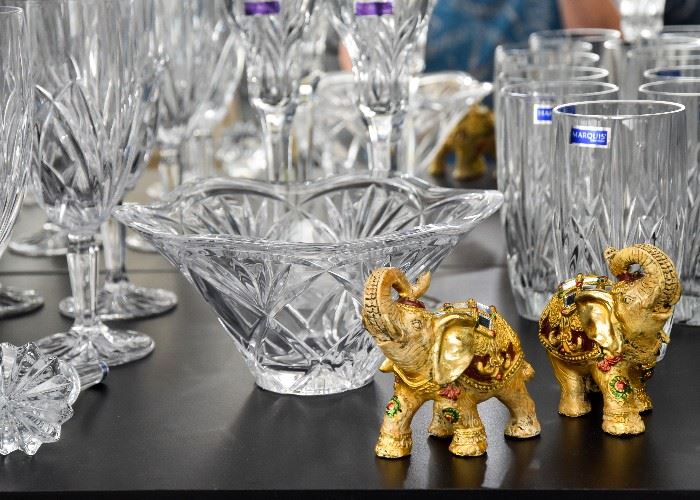 Waterford Marquis Bowl, Elephant Figurines