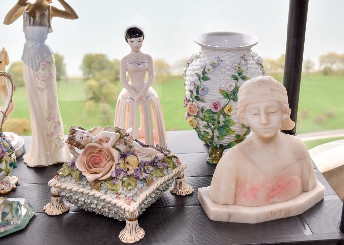 Antique Porcelain, Alabaster Bust, Collectible Figurines
