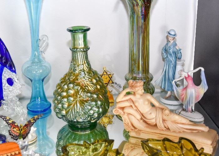 Lusterware Vase, Collectible Lady Figurines