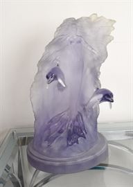 Lucite or Resin Sculpture of Mermaid & Dolphins