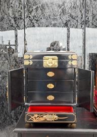 Chinese Black Lacquer Jewelry Box